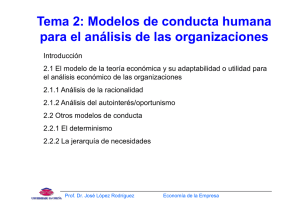 Tema 2: Modelos de conducta humana l áli i d l i i para el análisis de
