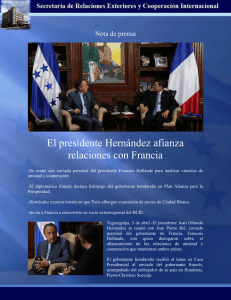 El presidente Hernández afianza relaciones con Francia