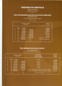 TARIFARIO DE ARBITRAJE