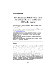 Parasitismos y Estado Nutricional en Niños Preescolares de