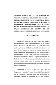 Acuerdo General 1 2014 - Tribunal Electoral del Poder Judicial de la