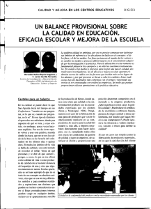 Un balance provisional sobre la calidad en educación. Eficacia