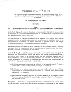 Proyecto de Ley Conglomerados Financieros