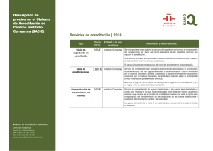 Descripción de precios en el Sistema de Acreditación de Centros