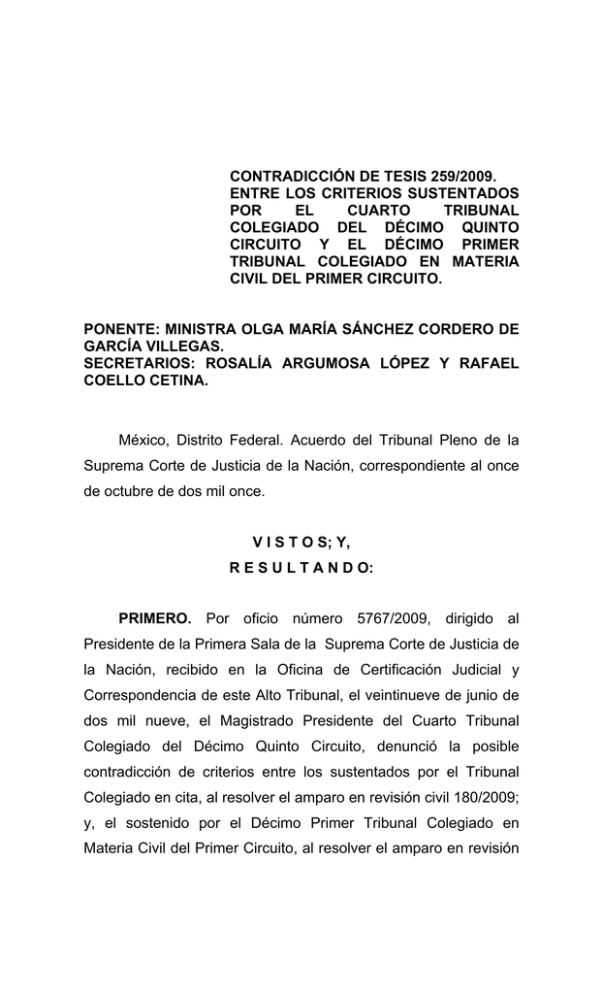Contradicción De Tesis 259/2009.