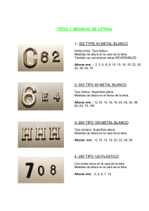 TIPOS Y MEDIDAS DE LETRAS 1. 002 TYPE 43 METAL