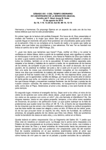 SÁBADO XIX - II DEL TIEMPO ORDINARIO XVI ANIVERSARIO DE