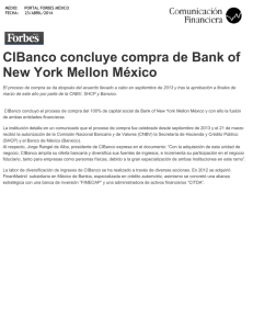 CIBanco concluye compra de Bank of New York Mellon México