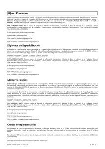 Oferta Formativa Diplomas de Especialización Másteres Propios