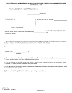 petición para admisión involuntaria / judicial para programas forenses