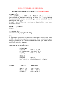 FICHA TÉCNICA DE CAL HIDRATADA NOMBRE COMERCIAL DEL