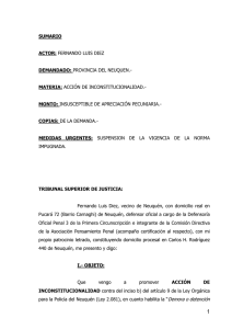 SUMARIO ACTOR: FERNANDO LUIS DIEZ DEMANDADO