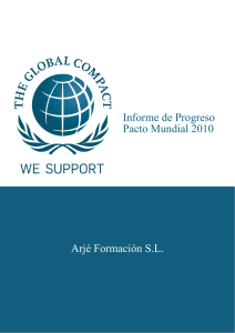 Informe de Progreso Pacto Mundial 2010 Arjé Formación S.L.
