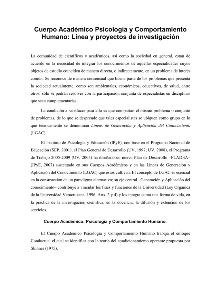 Cuerpo Académico Psicología Y Comportamiento Humano Línea Y 3371