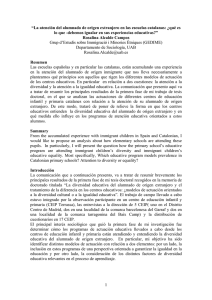 1 “La atención del alumnado de origen extranjero en las escuelas