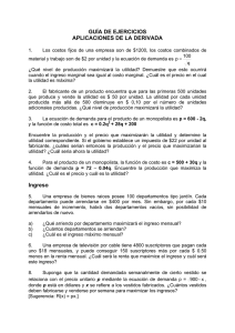 Problemas aplicacion derivadas