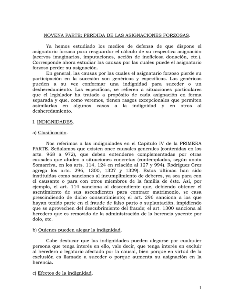Novena Parte P rdida De Las Asignaciones Forzosas