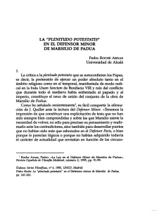 La Plenitudo Potestatis en el Defensor Minor de Marsilio de Padua
