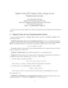 Algebra Lineal XIV: Espacio Nulo y Rango de una Transformación