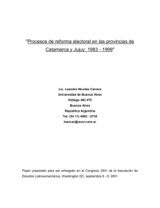 "Procesos de reforma electoral en las provincias de Catamarca y