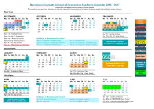 Academic calendar - Barcelona Graduate School of Economics