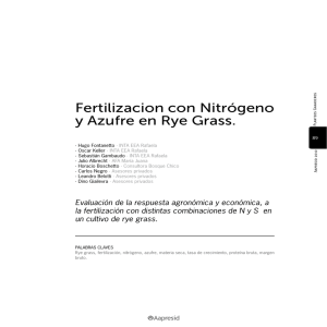 Fertilizacion con Nitrógeno y Azufre en Rye Grass.