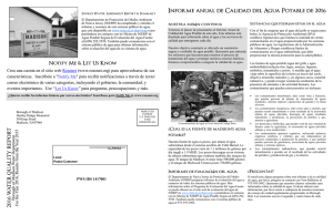 Informe anual de Calidad del Agua Potable de 2016