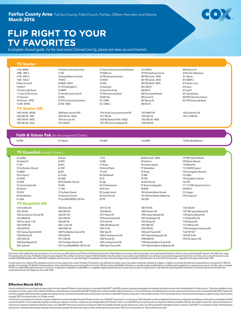 Channel Lineup Cox Communications - 