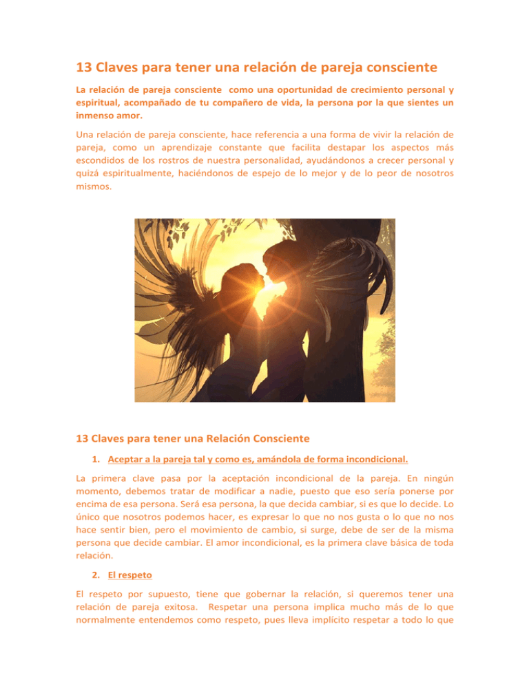 13 claves para una relación de pareja consciente