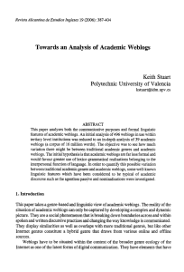 Towards an Analysis of Academic Weblogs Keith Stuart Polytechnic