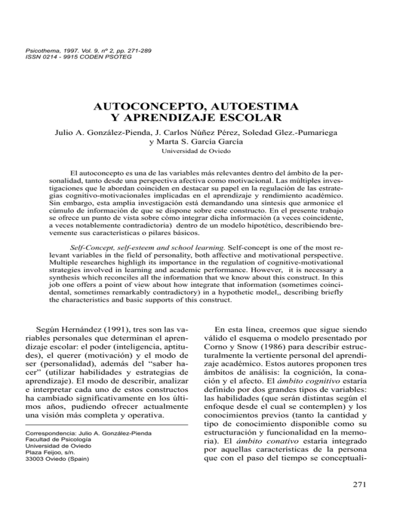 Autoconcepto Autoestima Y Aprendizaje Escolar Mapa Co 4991