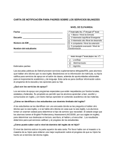 carta de notificación para padres sobre los servicios bilingües