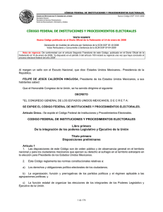 código federal de instituciones y procedimientos electorales