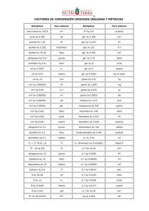 factores de conversin unidades inglesas y mtricas