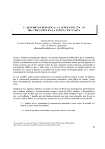 clases de matemática: la intervención de practicantes en la puesta