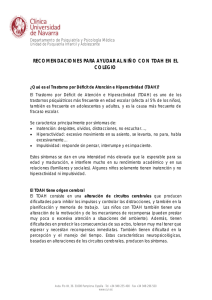 recomendaciones para ayudar al ni&ntilde;o con tdah en el colegio