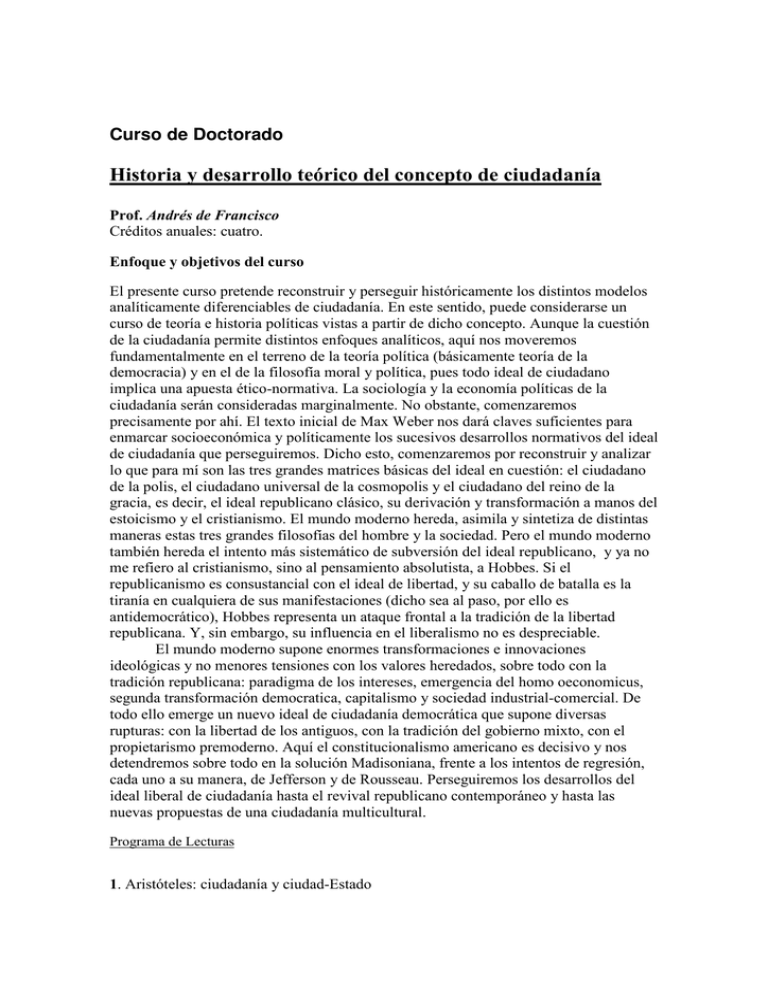 Historia Y Desarrollo Teórico Del Concepto De Ciudadanía