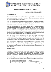Resolución Nº 04-2015-AUT-UNAC Autoridades encargadas