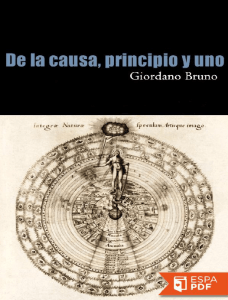 BRUNO, Giordano – De la causa principio y uno