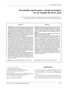 Pancreatitis aguda grave, manejo quirúrgico en un