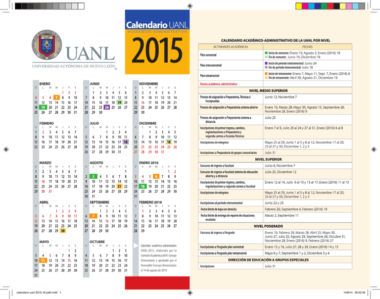 Calendario Escolar Uanl