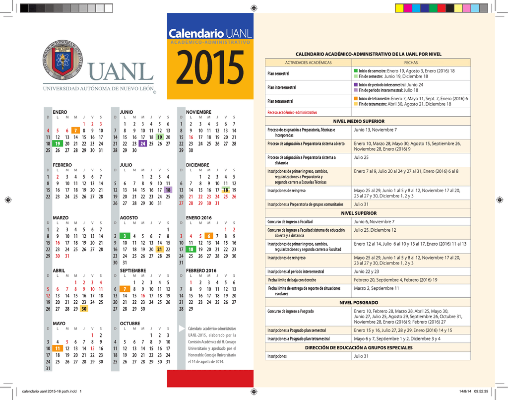 calendario uanl 2015 2016 calendario uanl 2015 2016