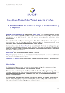 Sanofi lanza Maalox Reflux® fórmula que evita el reflujo.