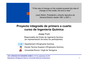 Proyecto integrado de primero a cuarto curso de Ingeniería Química