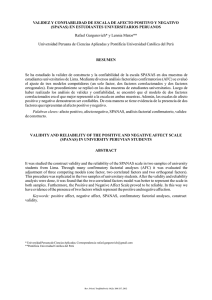 VALIDEZ Y CONFIABILIDAD DE ESCALA DE AFECTO POSITIVO Y