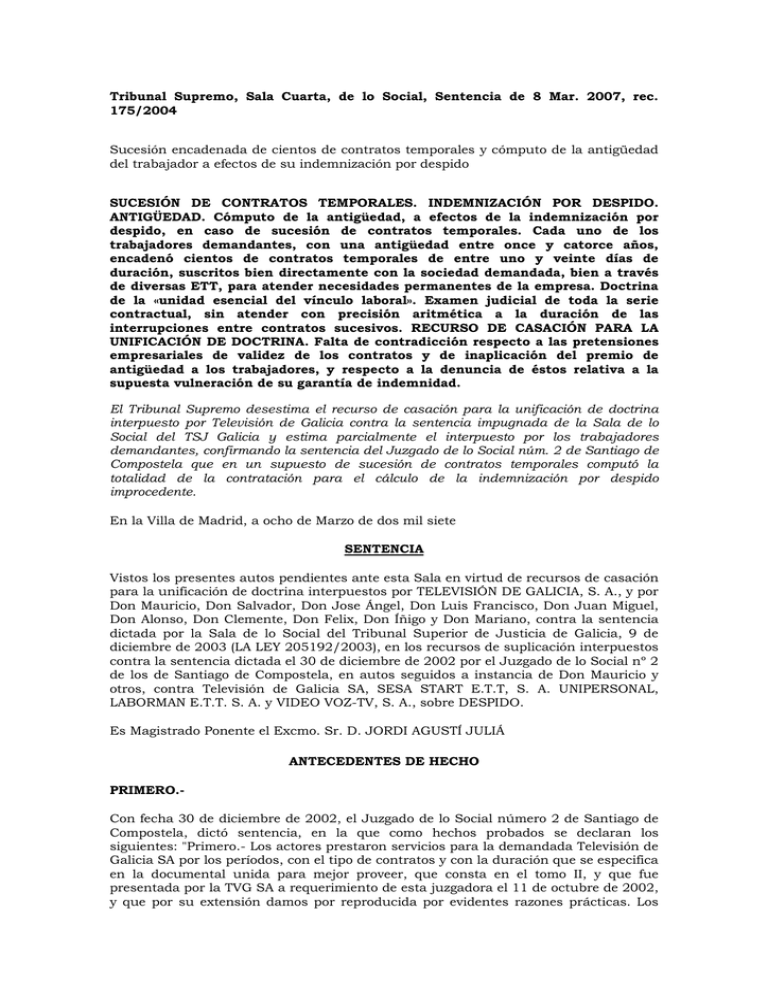 Tribunal Supremo, Sala Cuarta, de lo Social, Sentencia de 8