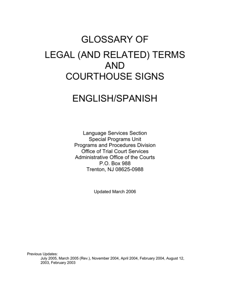 Glossary Of Legal And Related Terms And Courthouse Signs