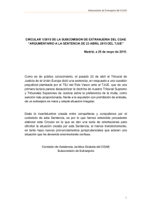 Circular 1/2015 de la Subcomisión de Extranjería del CGAE