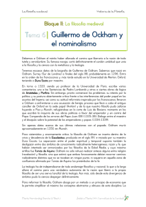 FILOSOFÍA - T6. Guillermo de Ockham y el nominalismo