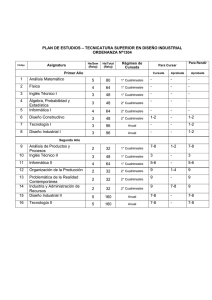 PLAN DE ESTUDIOS – TECNICATURA SUPERIOR EN DISEÑO